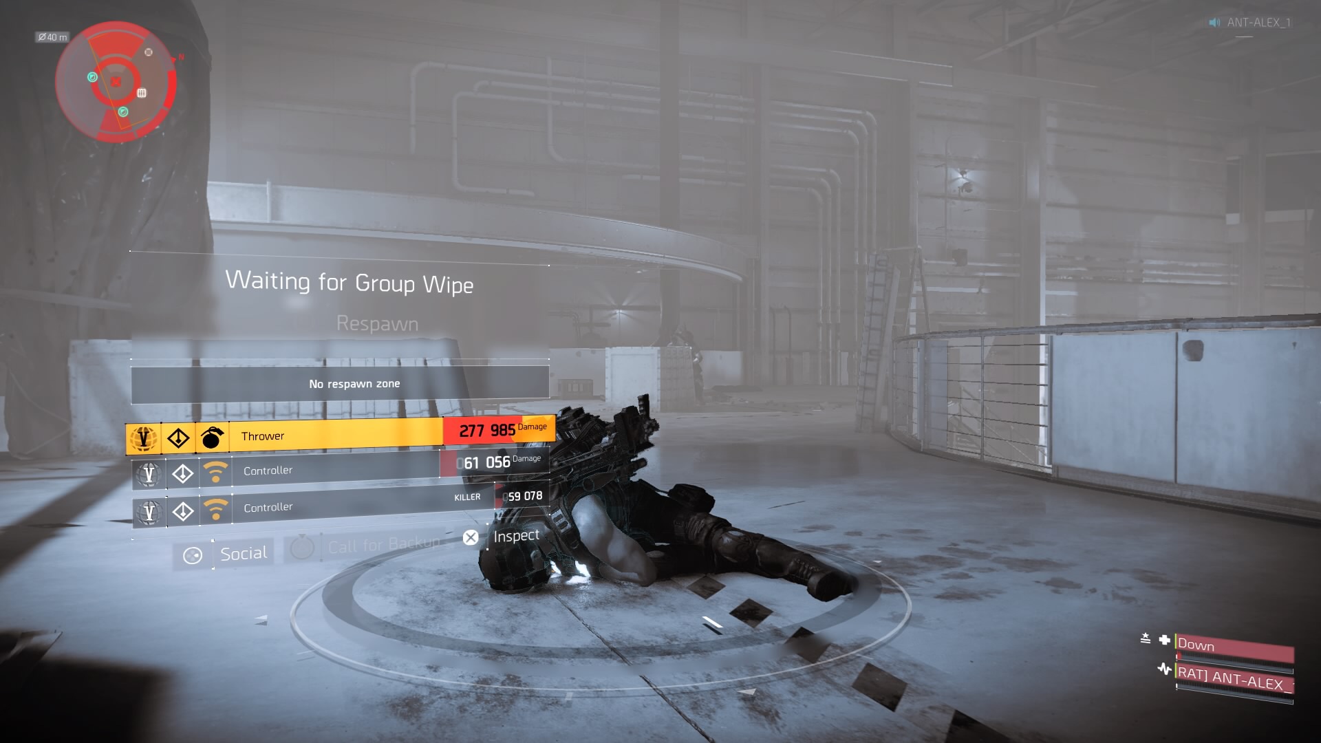 Screenshot of dead agent in silly position, on his face